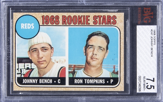 1968 Topps #247 Johnny Bench Rookie Card - BVG NM+ 7.5